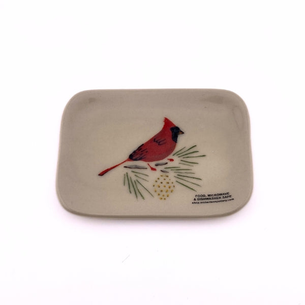 Cardinal On Pine Soap Dish | Susan Robertson Pottery | boogie + birdie