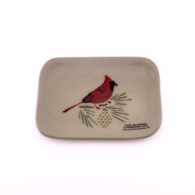 Cardinal On Pine Soap Dish | Susan Robertson Pottery | boogie + birdie
