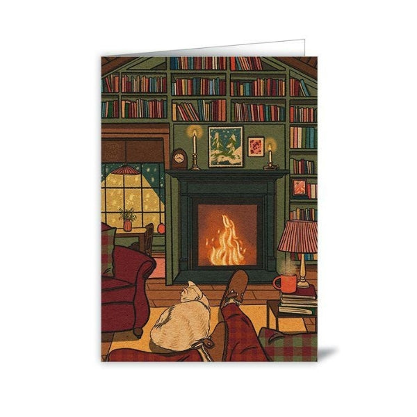 Cat by Fireplace Christmas Card | Quire | boogie + birdie
