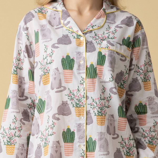 Cat Catcus Cotton Nightshirt | Mahogany | boogie + birdie