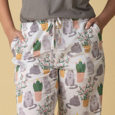 Cat Cactus PJ Pants in a Bag  | Mahogany | boogie + birdie