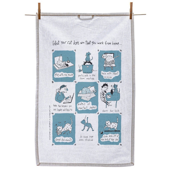 What Your Cat Does Now That You Work From Home Tea Towel | Sa Boothroyd | boogie + birdie