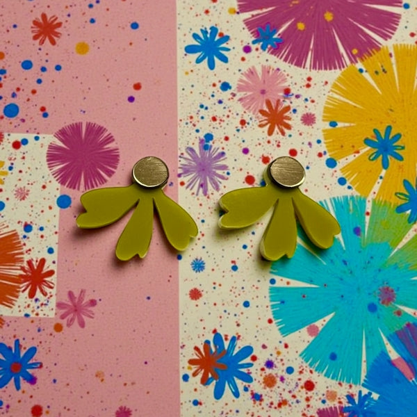 Chartreuse Daisy Stud Earrings | Ketoora | boogie + birdie