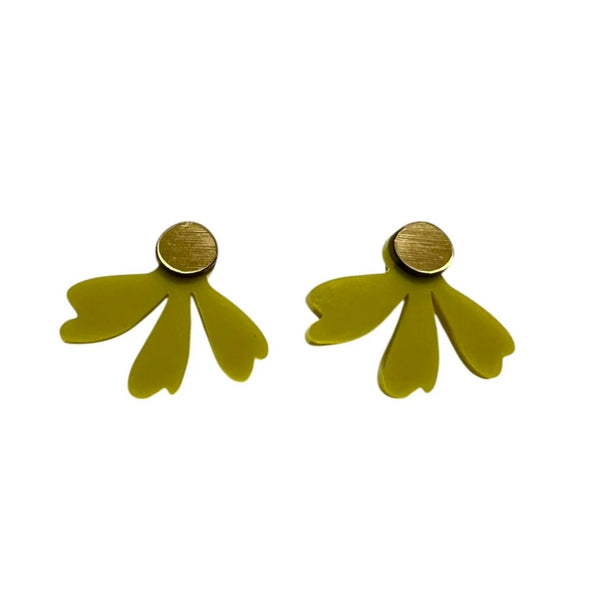 Chartreuse Daisy Stud Earrings | Ketoora | boogie + birdie
