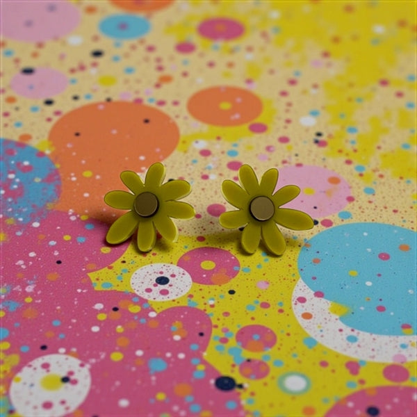 Chartreuse Gerbera Stud Earrings | Ketoora | boogie + birdie