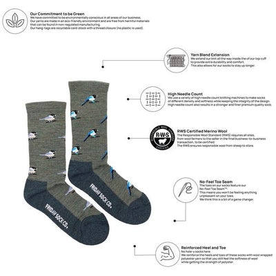 Women's Chickadee & Magpie Merino Wool Socks | Friday Sock Co. | boogie + birdie