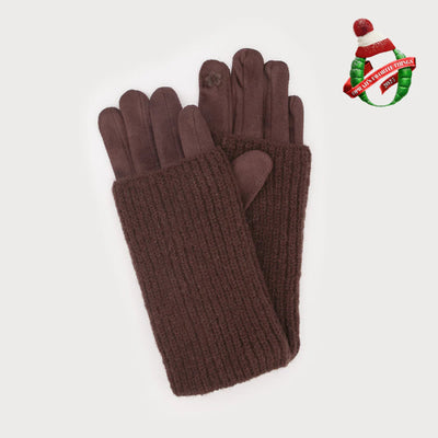 Milk Chocolate Ribbed Wrist Warmer Faux Suede Gloves) | Winter Accessories | boogie + birdie