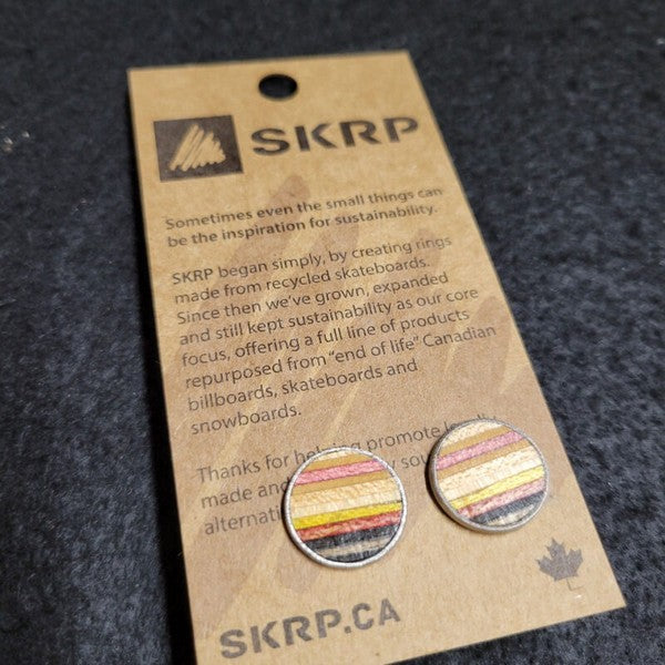 Upcycled Skateboard Circle Stud Earrings | SKRP | boogie + birdie