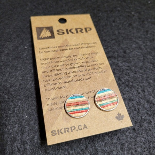 Upcycled Skateboard Circle Stud Earrings | SKRP | boogie + birdie