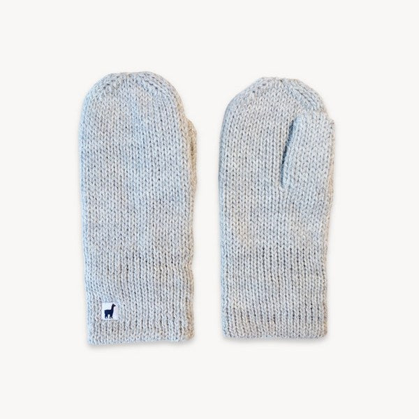 Clear Grey Fleece-Lined Alpaca Mittens | Pokoloko | boogie + birdie