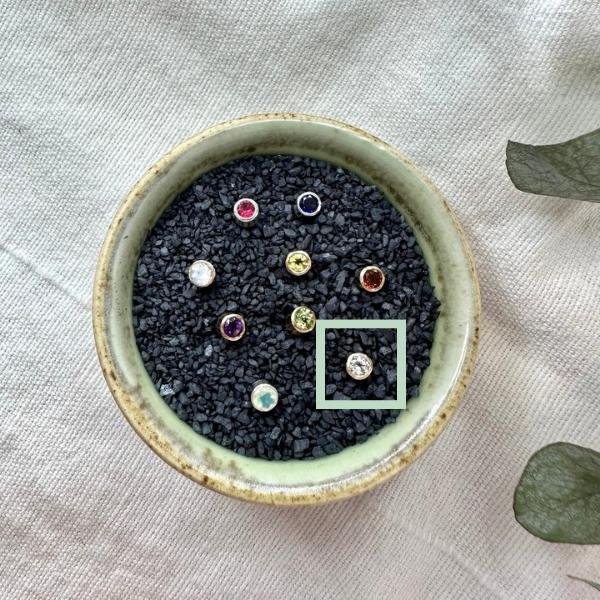 Clear Topaz Gold Kindred Stud Earrings | Open Fire | boogie + birdie