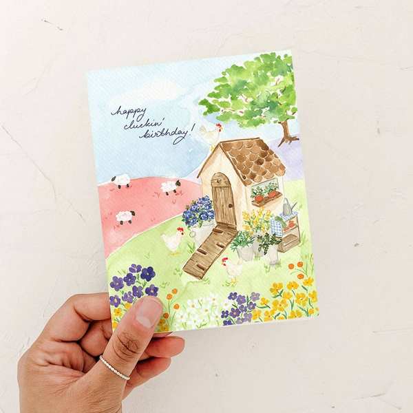 Cluckin' Cottage Birthday Card  | Almeida Illustrations | boogie + birdie