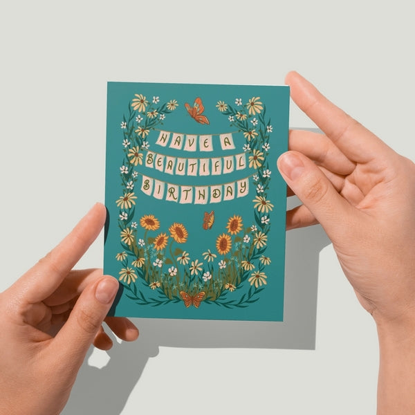 Wildflower Banner Birthday Card | Carabara Designs | boogie + birdie