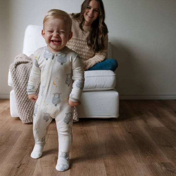 3-6M Count Me To Sleep Sheep 100%Organic Cotton Sleeper | ZippyJamz | boogie + birdie