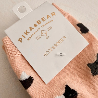 Coral + Grape Mew Cat Pattern Crew Socks | Pack of 2 | Pika & Bear | boogie + birdie