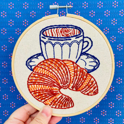 Croissant & Coffee DIY Embroidery Kit | Hook, Line & Tinker | boogie + birdie