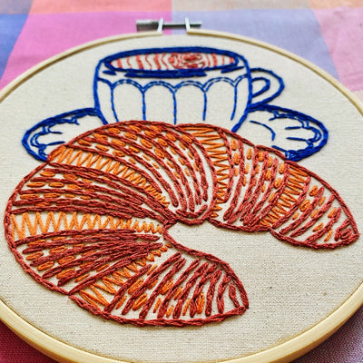 Croissant & Coffee DIY Embroidery Kit | Hook, Line & Tinker | boogie + birdie
