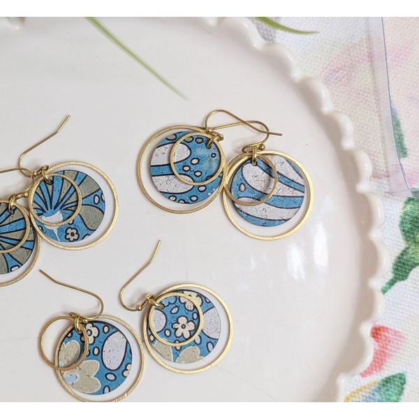 Brass Circles Daisy Floral Cork Earrings | Hello Lovely | boogie + birdie