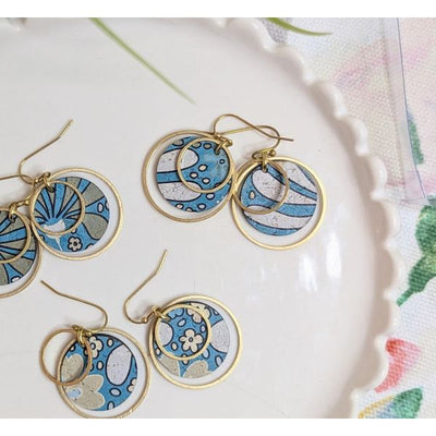 Brass Circles Daisy Floral Cork Earrings | Hello Lovely | boogie + birdie