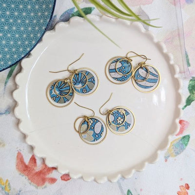 Brass Circles Daisy Floral Cork Earrings | Hello Lovely | boogie + birdie