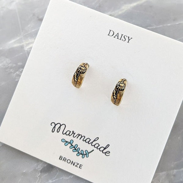 Bronze Daisy Hoop Huggies Earrings | Marmalade Jewellery | boogie + birdie