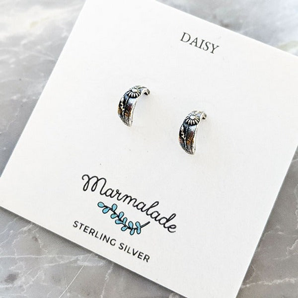 Silver Daisy Hoop Huggies Earrings | Marmalade Jewellery | boogie + birdie