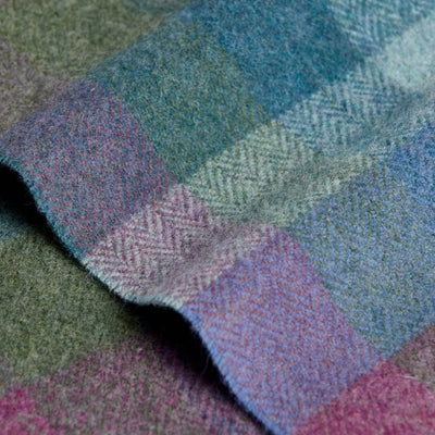 Damask Green Turquoise Check Lambswool Scarf | Foxford | boogie + birdie
