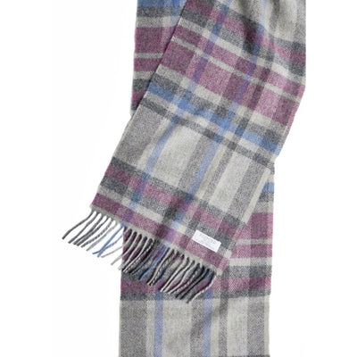 Damask Grey Tartan Lambswool Scarf | Foxford | boogie + birdie