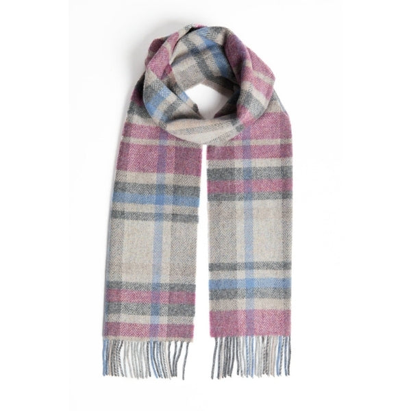 Damask Grey Tartan Lambswool Scarf | Foxford | boogie + birdie