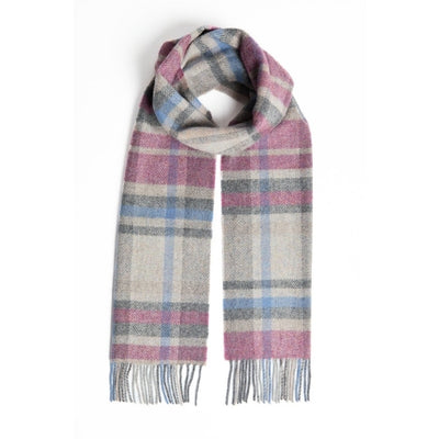 Damask Grey Tartan Lambswool Scarf | Foxford | boogie + birdie