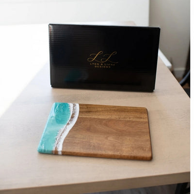 Caribbean Blue Date Night Acacia Cheese Board | Lynn & Liana | boogie + birdie