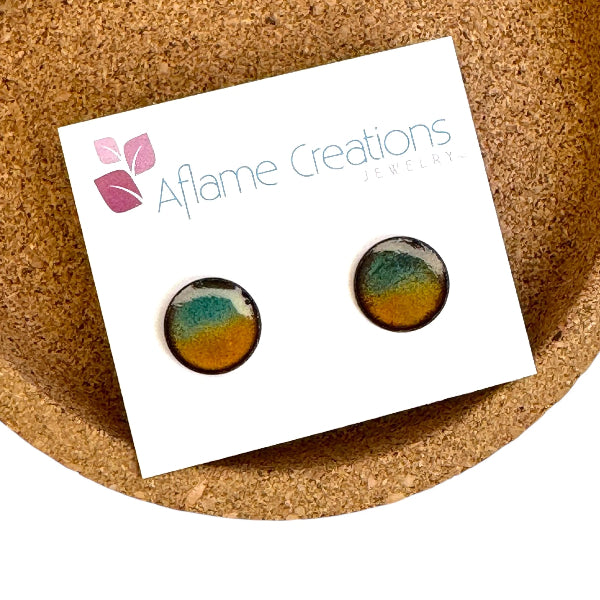 Dawn Horizon Enamel Circle Stud Earrings | Aflame Creations | boogie + birdie