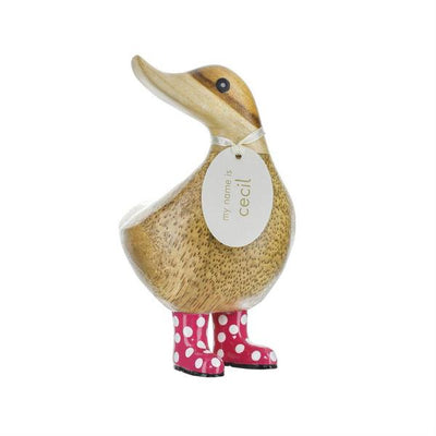Carved Wooden Duck in Spotted Boots 14cm | DCUK | boogie + birdie