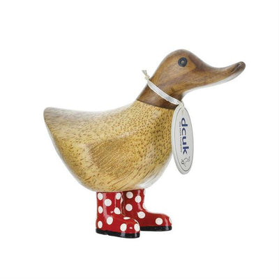 Carved Wooden Duck in Spotted Boots 14cm | DCUK | boogie + birdie
