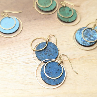 Deep Teal Brass Circles Earrings | Hello Lovely | boogie + birdie