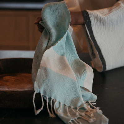 Diamond Blue Oasis Turkish Hand Towel | Pokoloko | boogie + birdie