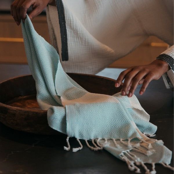 Diamond Blue Oasis Turkish Hand Towel | Pokoloko | boogie + birdie