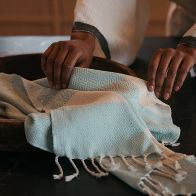 Diamond Blue Oasis Turkish Hand Towel | Pokoloko | boogie + birdie