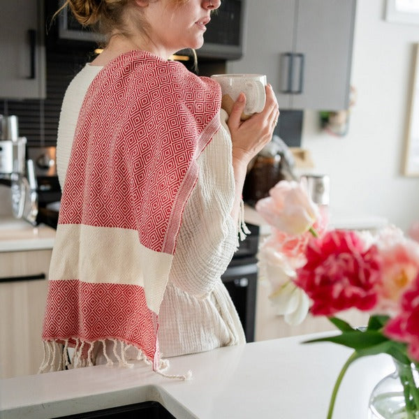Diamond Red Turkish Hand Towel | Pokoloko | boogie + birdie