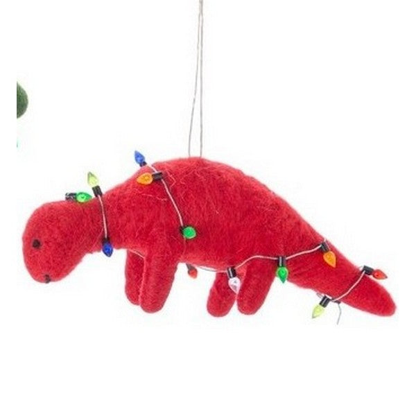 Dinosaur with Lights Felt Ornament - Red | Holiday | boogie + birdie