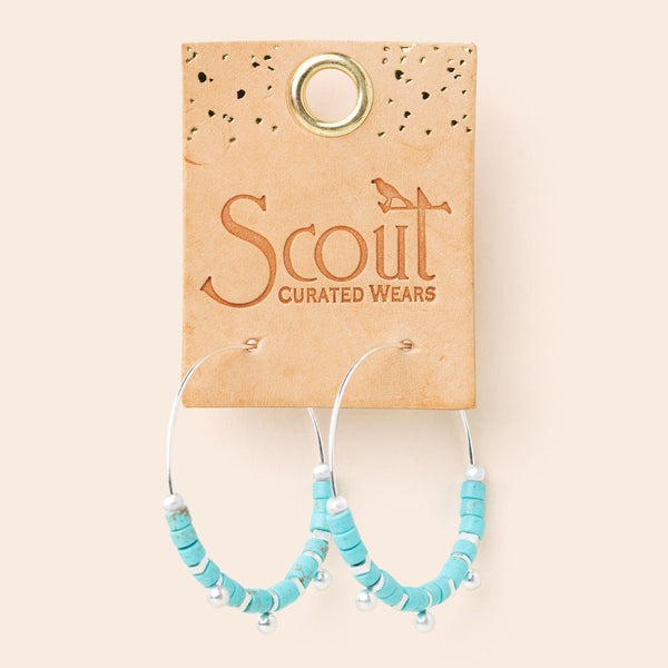 Silver Metal Disc Turquoise Hoop Earrings | Scout | boogie + birdie