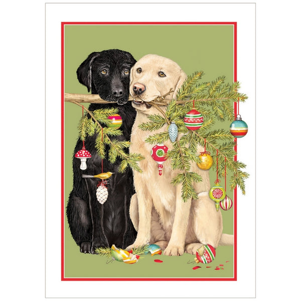 Dogs with Branch Christmas Card | Nelson Line | boogie + birdie