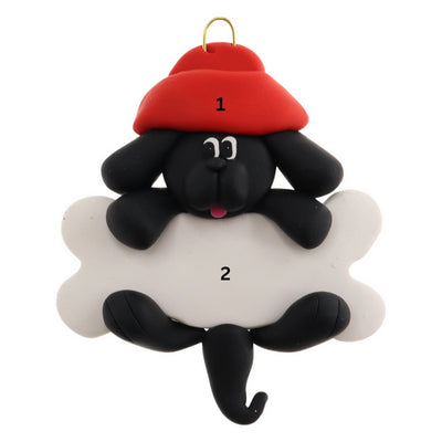 Personalized Black Dog On Bone Ornament | Ornamentopia | boogie + birdie