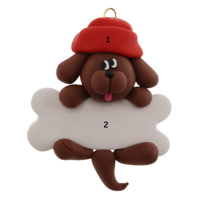 Personalized Brown Dog On Bone Ornament | Ornamentopia | boogie + birdie
