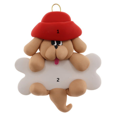 Personalized Tan Dog on Bone Ornament | Ornamentopia | boogie + birdie