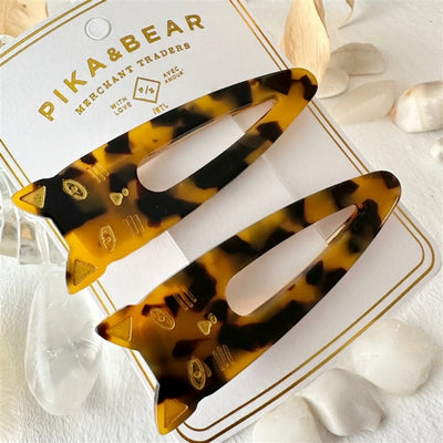 Tortoise Cat Double Trouble Duckbill Hair Clips | Set of 2  | Pika & Bear | boogie + birdie