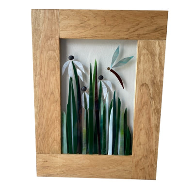 Dragonfly Floral Framed Stained Glass Art | Assorted