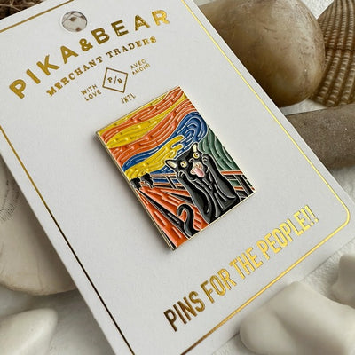 Edvard Screaming Cat Enamel Pin (P24ED) | Pika & Bear | boogie + birdie