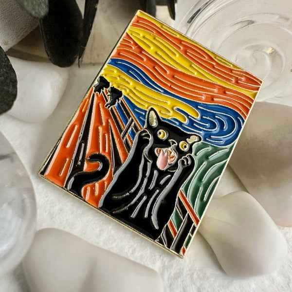 Edvard Screaming Cat Enamel Pin (P24ED) | Pika & Bear | boogie + birdie