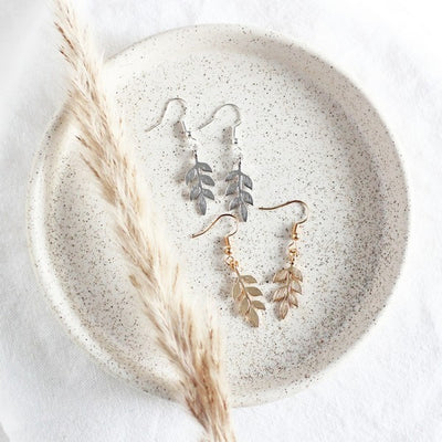 Silver Elegant Leaf Drop Earrings | Birch Jewellery | boogie + birdie